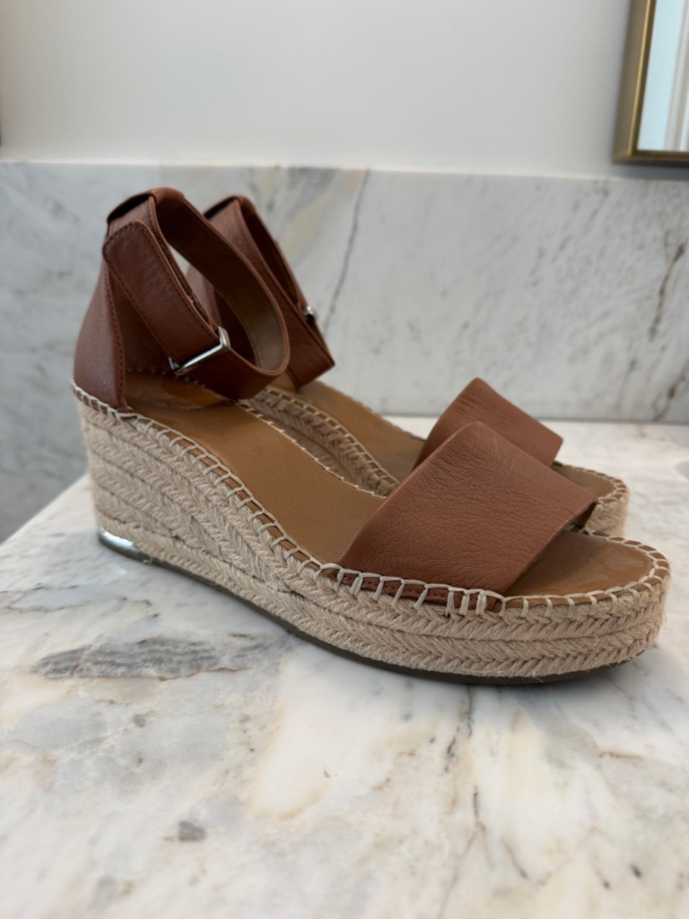 Franco Sarto leather espadrille wedge sandal WORN ONCE